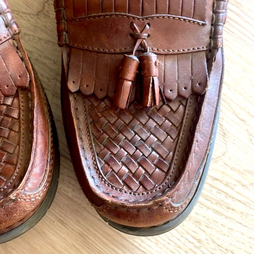 Giorgio Brutini Brown woven leather Loafers with Tassels size 12 m - Picture 3 of 9